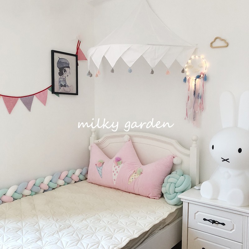 Milky vườn cô gái trái tim vương miện kem gối giường trở lại phong cách Hàn Quốc gió Bắc Âu đệm - Trở lại đệm / Bolsters Chăn gối ngủ văn phòng 3 in 1