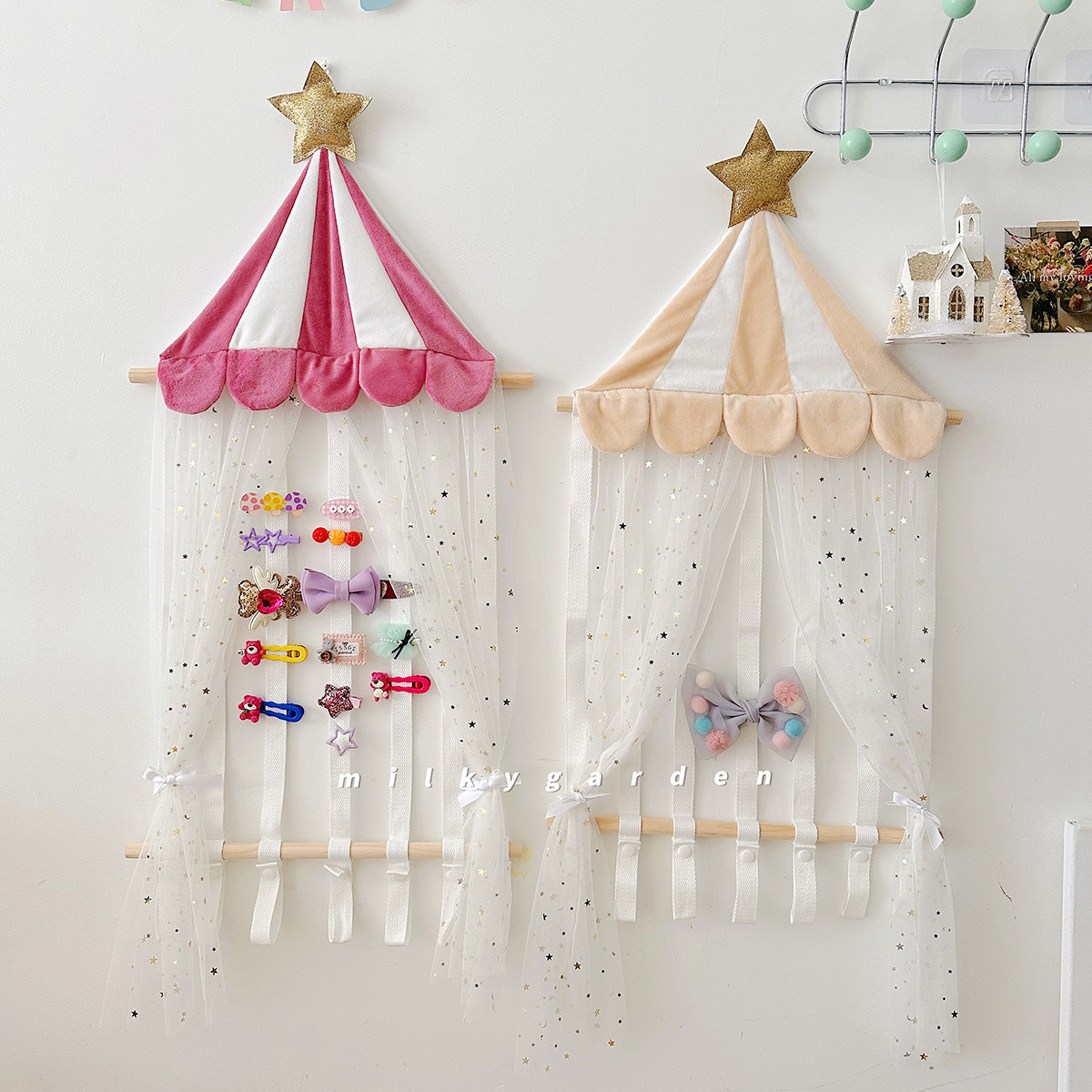 milky circus ins large capacity dust-proof hairpin containing star decoration hair decoration finishing hanging wall hair stirrup containing-Taobao