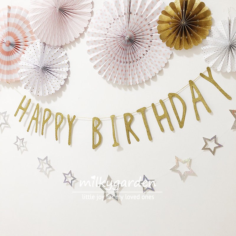 milky garden golden onion birthday alphabet flags pull peanut birthday party decoration