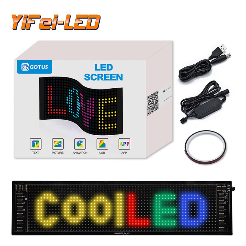 ledLED billboard light arc RGB full color display bluetooth connection flexible screen car foldable led display soft screen
