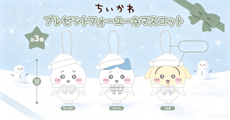 Pre-Order Authentic Chiikawa White Plush Pendant Christmas Gift Snowman Usagi Koichi Yagi