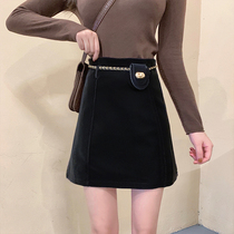 South Island wind large size womens fat MM2021 winter new clothes missing PU short skirt fat mm Joker skirt