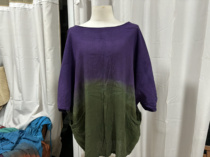 Thai tie dye cotton and linen top long sleeves
