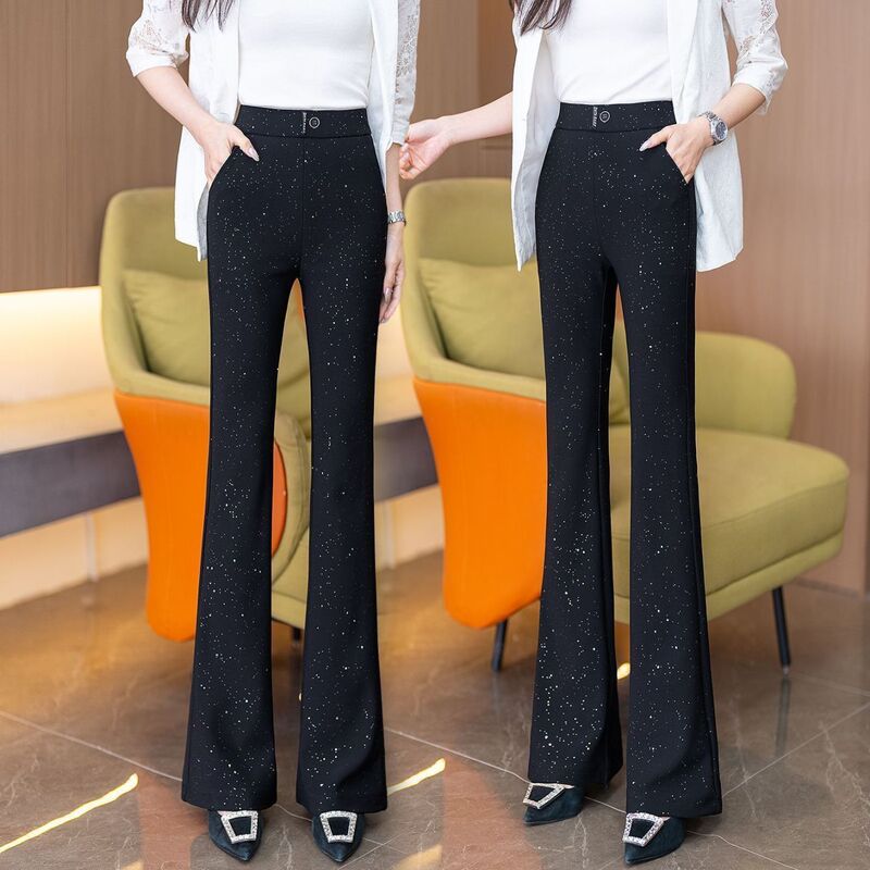 Glitter Flared Pants 2026 Spring New Sequin Slim High-Waisted Bell-Bottom Pants Slimming Starry Commuter Pants
