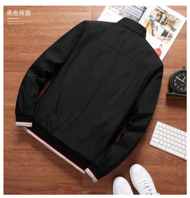 Fatty thêm kích thước lớn áo khoác nam mùa xuân và mùa thu cộng với phân bón để tăng áo khoác giản dị Chất béo cậu bé béo quá khổ đứng cổ áo quần áo thể thao