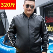 Cộng với phân bón XL nam pu da mùa xuân và mùa thu trung niên áo khoác lỏng lẻo jacket thêm áo khoác da mỏng lớn