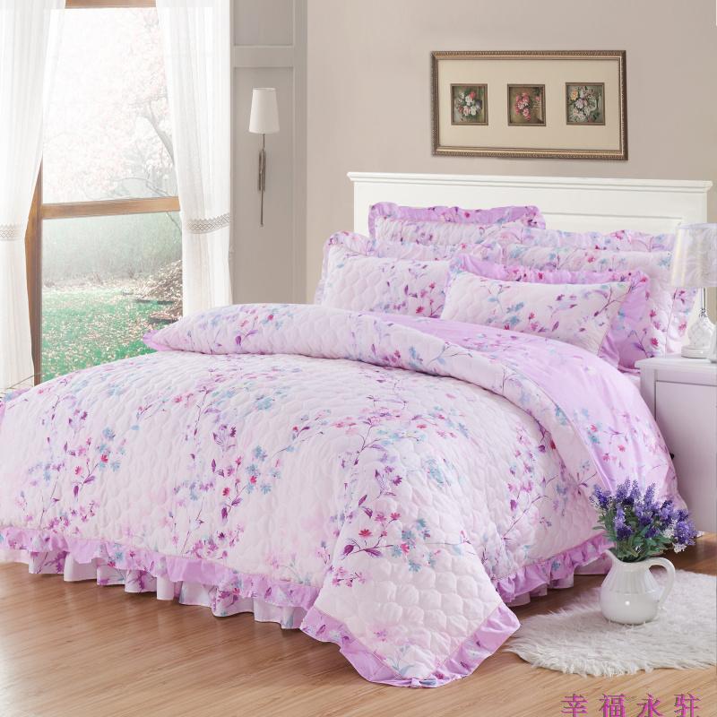 Chần bông trải giường cotton phong cách Châu Âu bedless giường váy mảnh duy nhất cotton cộng với cotton bed cover giường với giường baffle