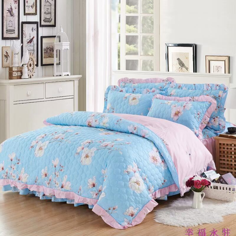 Chần bông trải giường cotton phong cách Châu Âu bedless giường váy mảnh duy nhất cotton cộng với cotton bed cover giường với giường baffle