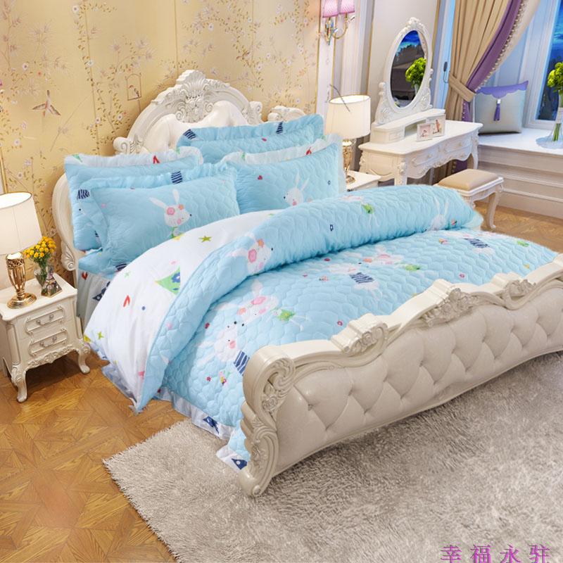 Chần bông trải giường cotton phong cách Châu Âu bedless giường váy mảnh duy nhất cotton cộng với cotton bed cover giường với giường baffle