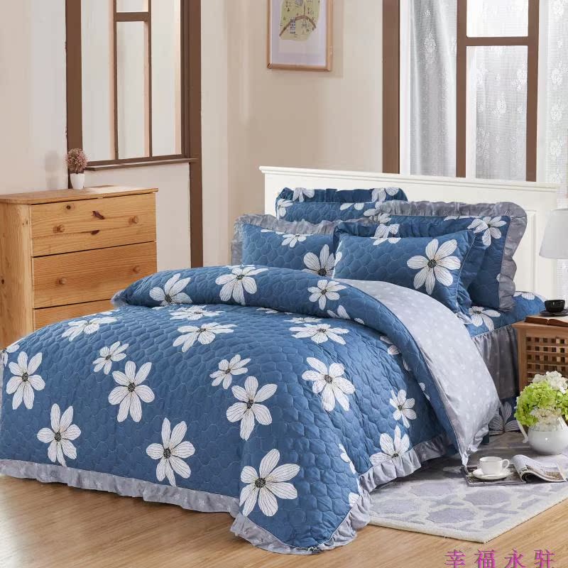 Chần bông trải giường cotton phong cách Châu Âu bedless giường váy mảnh duy nhất cotton cộng với cotton bed cover giường với giường baffle