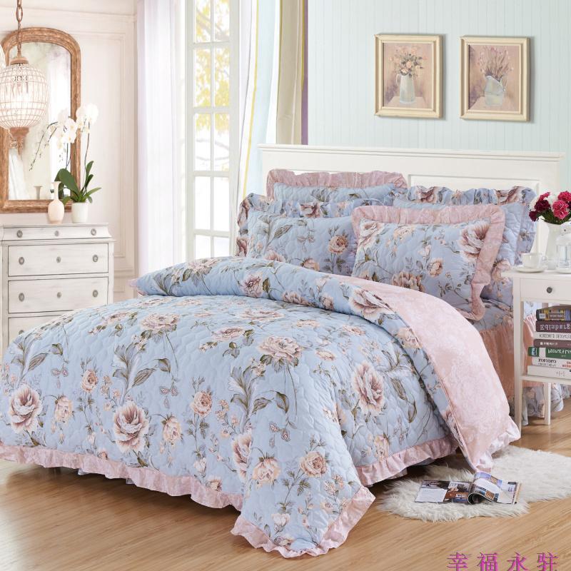 Chần bông trải giường cotton phong cách Châu Âu bedless giường váy mảnh duy nhất cotton cộng với cotton bed cover giường với giường baffle