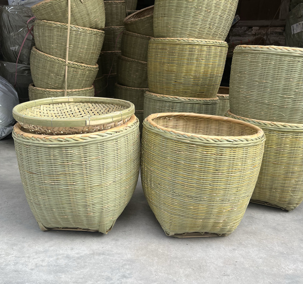 Bamboo Rice Washing Bamboo Basket Large Small Size Bamboo Basket Bamboo Basket Supermarket Display Basket Bamboo Chopsticks Grain Storage Turnover Basket