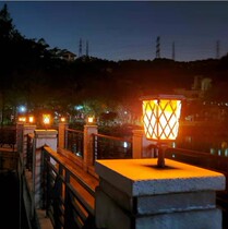 Solar outdoor garden light column headlight new LED waterproof flame light garden villa decorative light