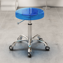 Stainless steel large work stool rotating lift pulley round stool beauty stool hairdressing acrylic hair cutting barber shop special