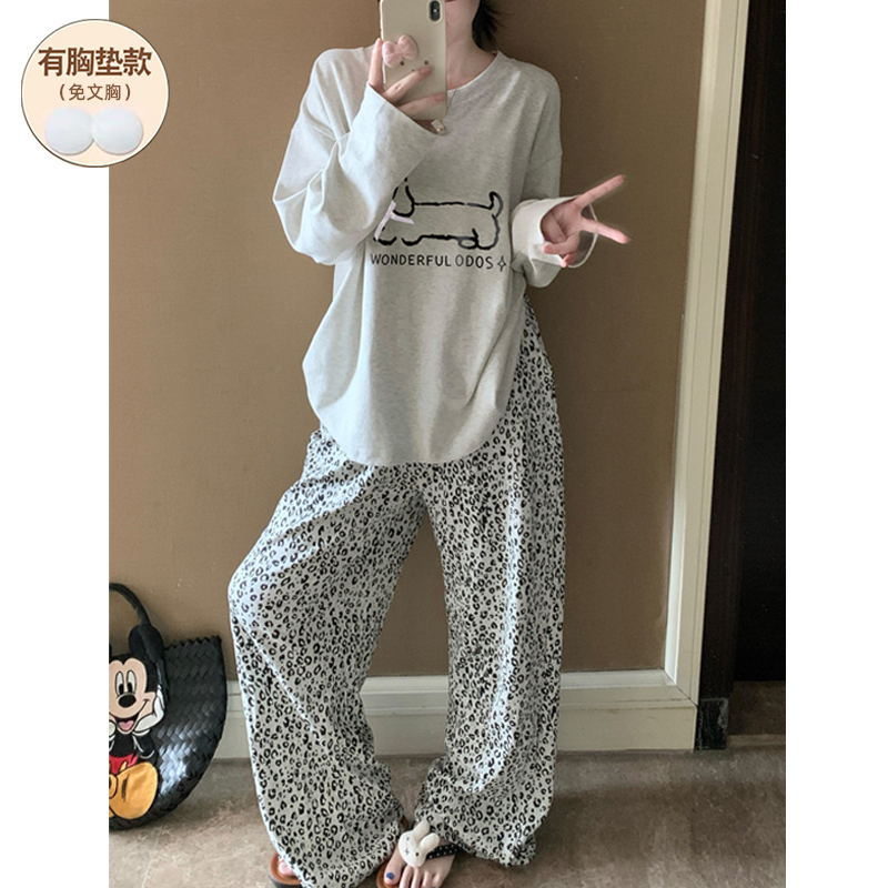 Cute Dachshund Dog Pajamas for Women with Chest Pads, Autumn Pure Cotton 2026 New Style Long-Sleeved 100% Cotton Cartoon Home Clothes Cute Dachshund Dog Pajamas for Women with Chest Pads, Autumn Pure Cotton 2026 New Style Long-Sleeved 100% Cotton Cartoon Home Clothes