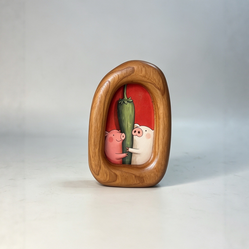 Solid Wood Carved Picture Frame Decorative Painting Retro Natural Style Cherry Wood Photo Frame Hanging Decoration Display Stand