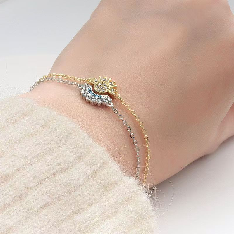 New Moon and Sun Bracelet, High-End Couple Jewelry, European and American Fashion, Sun Light Luxury, High-End New Moon and Sun Bracelet, High-End Couple Jewelry, European and American Fashion, Sun Light Luxury, High-End