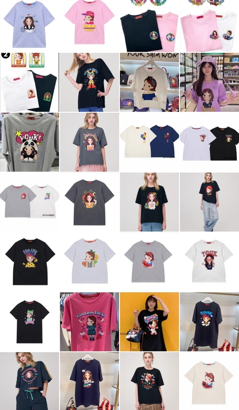 Lu Xinyuan 2025 Summer New Korean Casual Anime Patch Embroidery T-Shirt Short-Sleeve Top (in Stock)