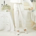 Ladies House 2018 Thu Đông Phong cách mới Cổ tròn Trắng Ren dài tay Cotton Bộ đồ ngủ trên và dưới shop quần áo nữ Pyjama