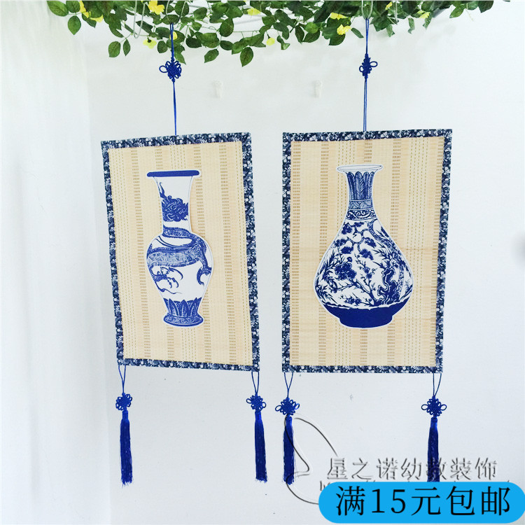 Kindergarten class wall wall decoration blue and white porcelain environment layout material Chinese style ethnic creative ornaments