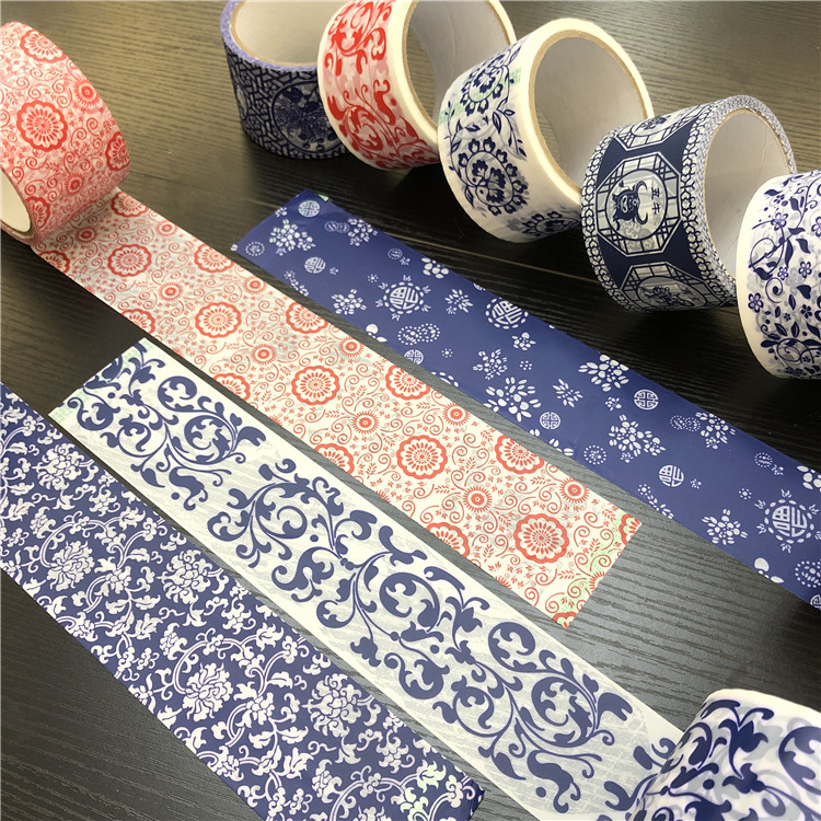 Kindergarten Chinese style blue and white porcelain stickers wall stickers blue red wall decoration corridor background wall decoration layout