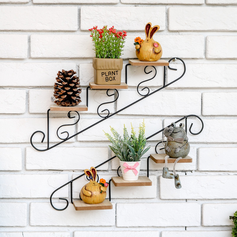 American country pastoral creative stair modeling Cafe clothing store Wall decoration Wall hanging flower rack Partition wall hanging