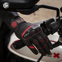 Star Knight Lady Riding Gloves Locomotive Women Motorcycle Touch Screen Anti-drop Wear-resistant Comfortable Soft and Breathable Leather