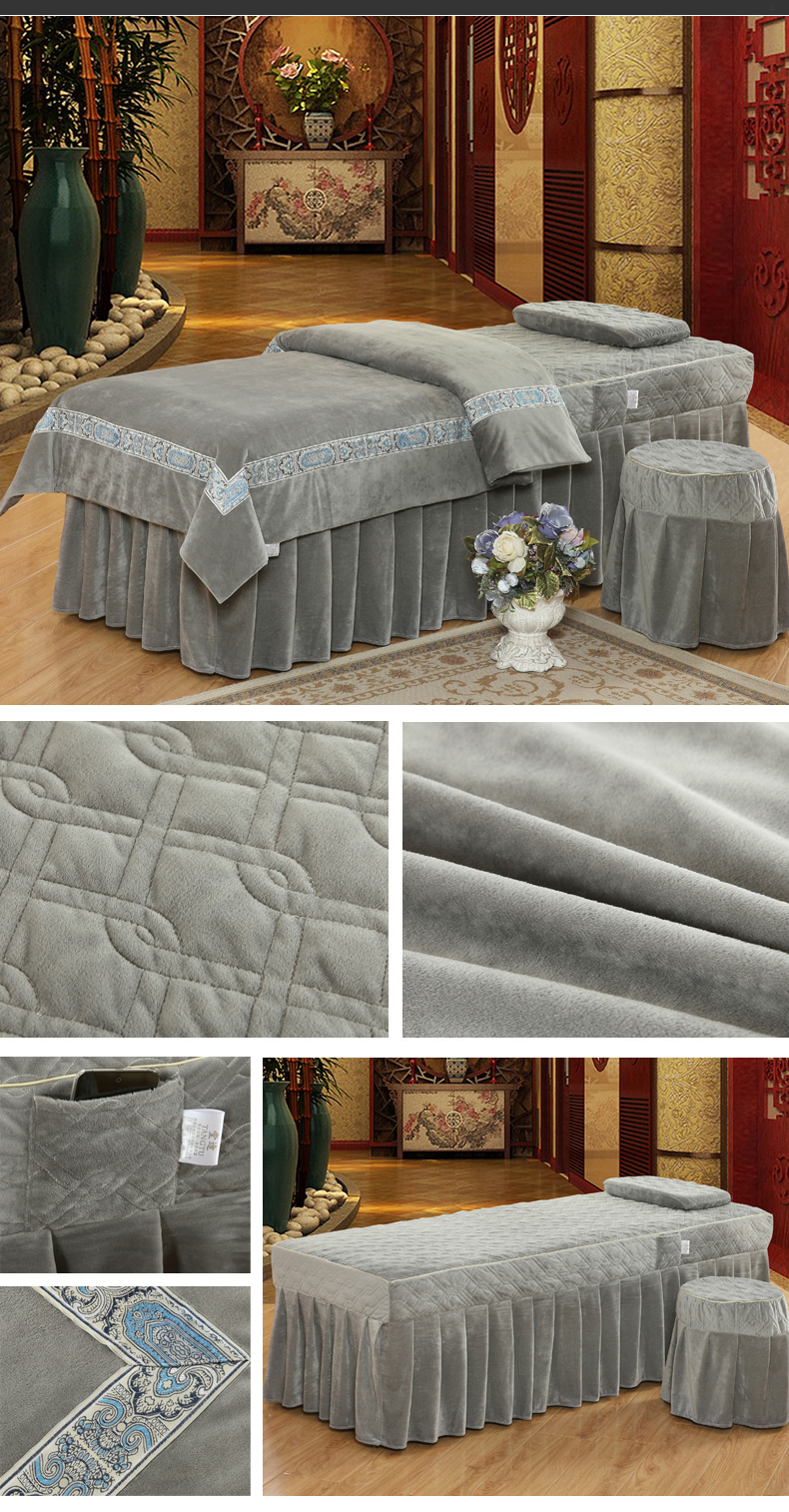 Giáo Sử dụng một màu siêu mềm nhung pha lê châu Âu vẻ đẹp bedspread denim salon bedspread vẻ đẹp và chăm sóc mát xa xông hơi - Trang bị tấm ga giường spa đẹp