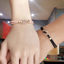 Couple bracelet a pair of small leather bands for boyfriend wrist ins small leather female loose simple Net Red