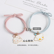 Bracelet female tremolo with cartoon couple girlfriends sucking small rubber band to send boyfriend hand rope magnet bracelet pair