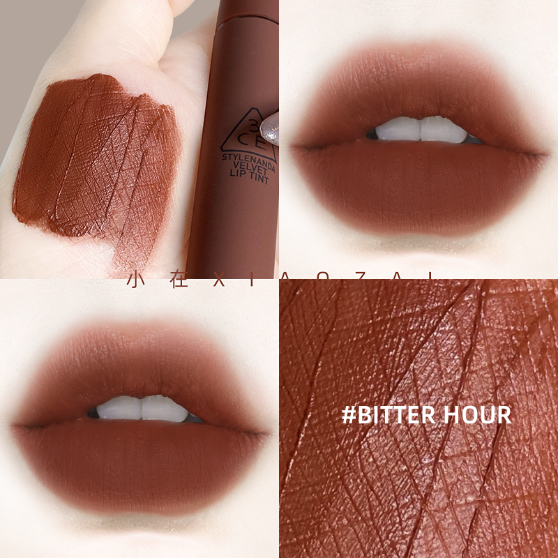 3Ce Lip Glaze Autumn and Winter Red-Brown Chestnut Color Lipstick Bitter Coffee Color Coffee Brick Red Milk Coffee Auntie Earthy Color Lipstick