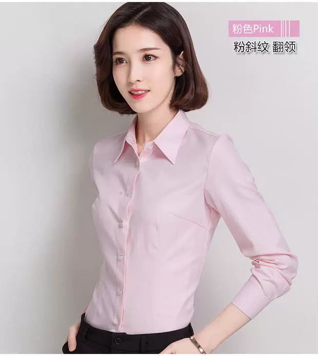 Áo sơ mi trắng nữ tay dài 2018 xuân mới chuyên nghiệp áo ol overalls sơ mi mỏng mỏng Han Fan mùa thu áo sơ mi đen nữ
