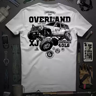 Off-road rivers and lakes summer new men's T-shirt cotton short sleeve Cherokee big Cut Original Design Tide brand Youth popular