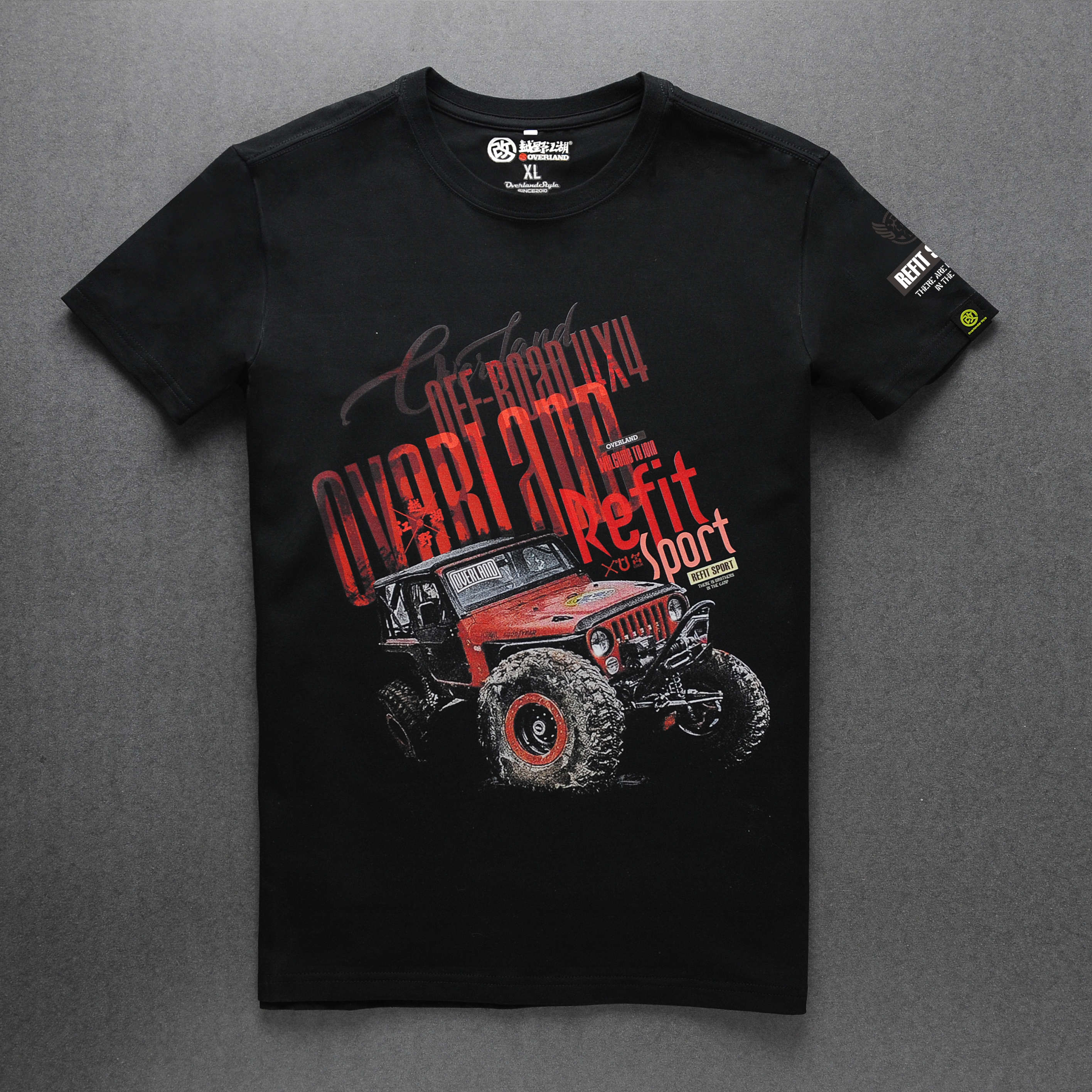 OVERLAND cross-country rivers and lakes 2019 spring and summer new short-sleeved T-shirt cross-country rivers and lakes red wrangler T-shirt