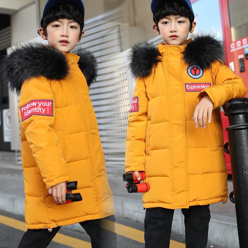 2021 new boys' down jacket mid-length section 12-15 years old children's medium and big children's clothing boy winter thickened coat
