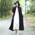 2018 thu đông mới phong cách quốc gia retro khóa áo cotton cotton lanh áo khoác nữ dài tay đứng cổ áo dài áo dạ nữ đẹp Trench Coat