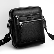 American Bison New Genuine Leather Mens Shoulder Crossbody Bag Korean Style Fashion First Layer Cowhide Black Outdoor Backpack Cool