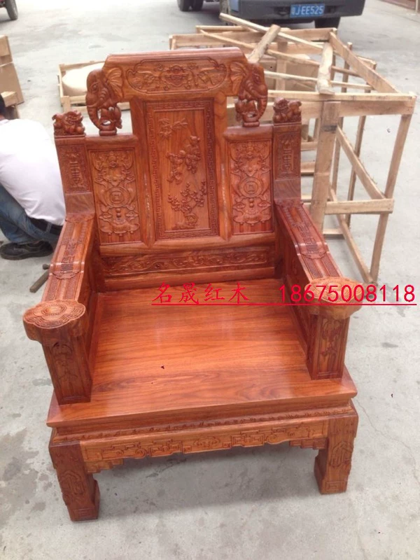 Đặc biệt cung cấp sofa gỗ gụ giả đồ nội thất cổ điển Châu Phi Huanghuali vừa voi đầu Ruyi sofa kết hợp sofa - Bộ đồ nội thất