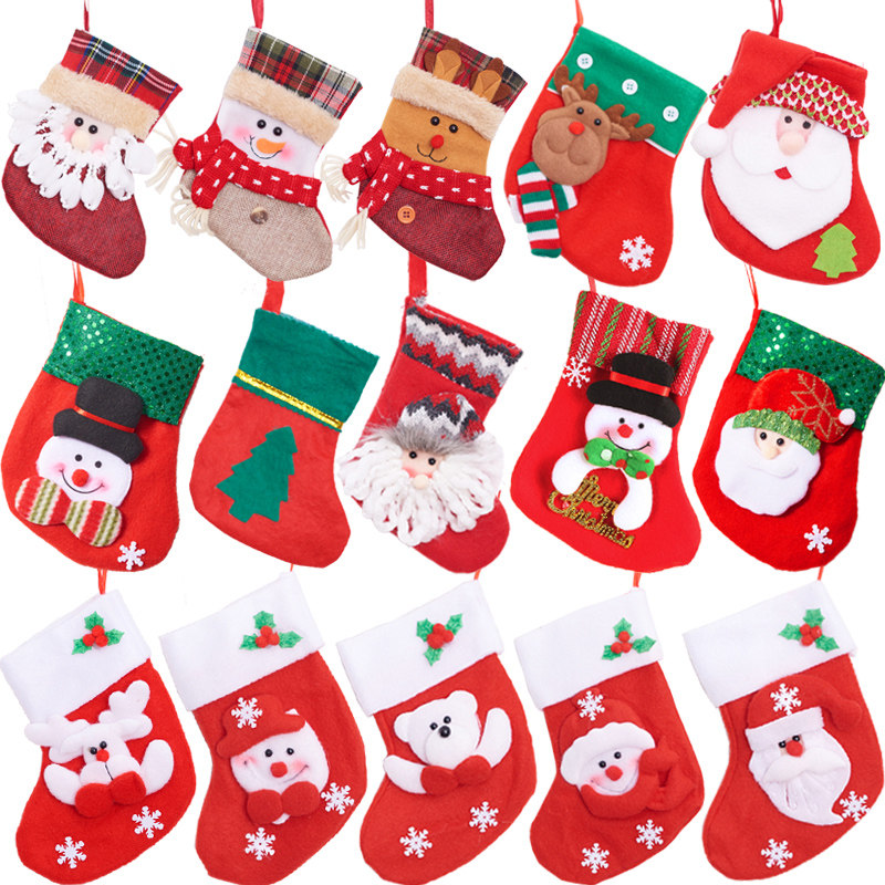 Christmas Socks Gift Bag Small Number Boutique Candy Decorations Gift Pouches Christmas Snowman Deer Elderly Socks Pendant