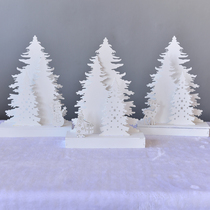 Christmas ornaments decoration scene arrangement decoration Festival Products white wooden tree with lamp decoration ornaments