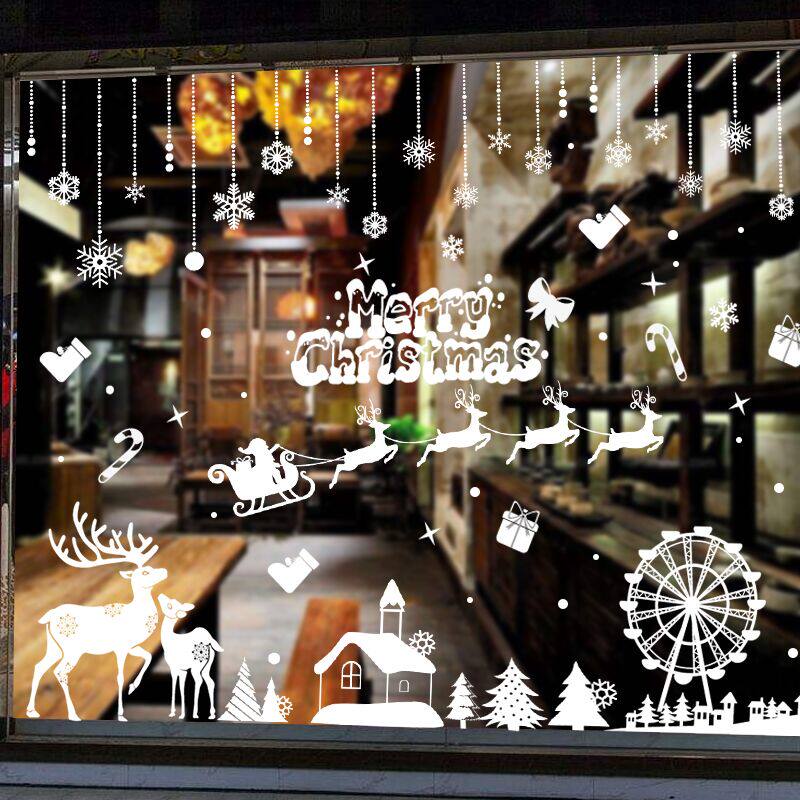 Christmas decoration supplies Christmas static stickers Window Glass stickers Wall stickers Scene decoration Snowflake old man stickers