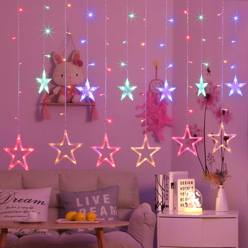 led lights flashing lights string lights starry lights stars wind girls room decoration Net red layout LED star lights string