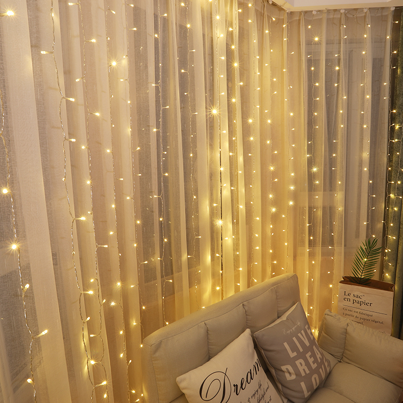 Curtain Light String Wedding Arrangement Stars Light Windows Rooms Ins decoration LED Small festoons Flashing Lights string full of stars
