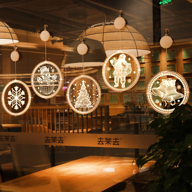Christmas decoration lights scene layout luminous interior decoration shop window hanging lights led festive atmosphere lights