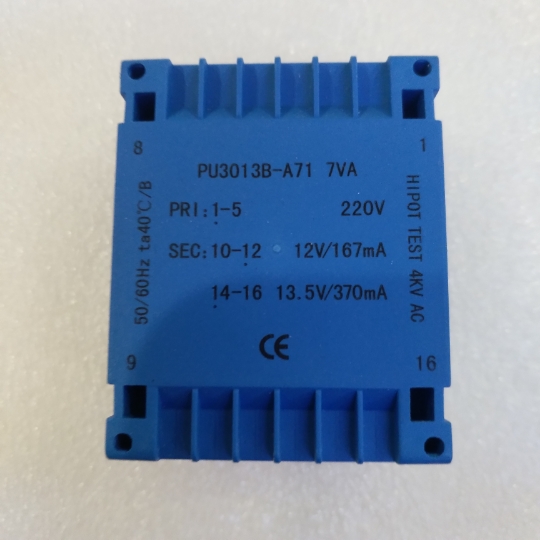 Flat potting pin transformer) PU3013B-A71-7VA 220V 12V167mA 13.5V370mA