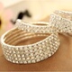 Phiên bản Hàn Quốc của vòng tay trang sức thủy triều nữ siêu flash rhinestone căng vòng đeo tay vài vòng đeo tay nhiều lớp vòng đeo tay - Vòng đeo tay Cuff vòng tay gỗ Vòng đeo tay Cuff