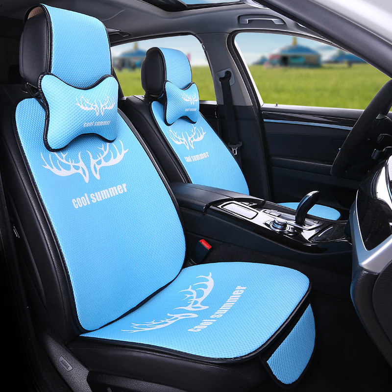 Car seat cushion ins cartoon net red fashion cute goddess model four seasons universal breathable linen fabric seat cover
