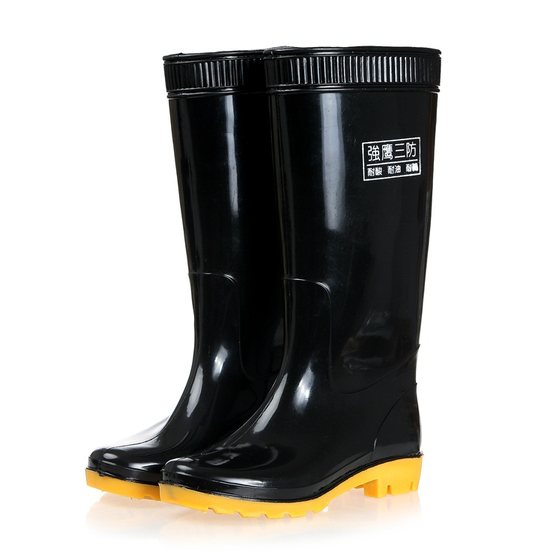 Authentic rain boots, three rainproof shoes, men's and women's medium high cylinder labor protection rubber boots, acid and alkali resistant oil and water shoes, anti slip and wear-resistant water boots