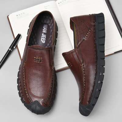 Qingcang Jipu Dun casual leather shoes, outdoor sports casual men's shoes, genuine leather top layer cowhide durable shoes, anti-slip shoes