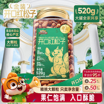 Three Squirrels_ Mass-Produced Northeastern Pine Nuts 500g Shelled Tiger Skin Pine Nuts Canned Large Nut Snacks for Pregnant Women